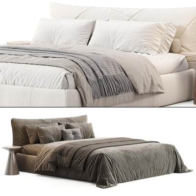 现代双人床 布艺双人床 卧室双人床 床-1